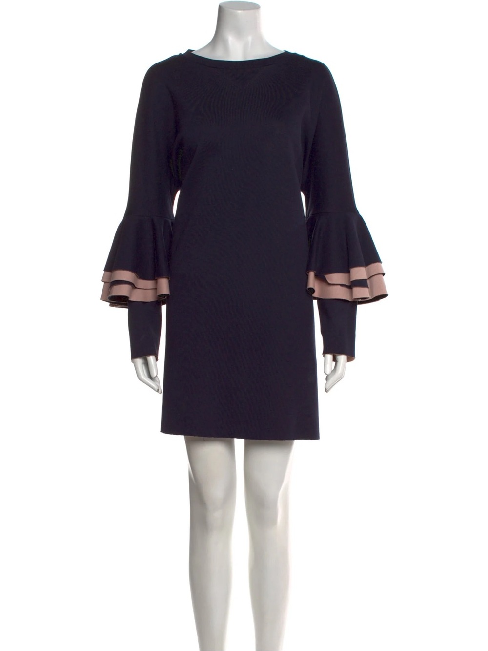 Ted Baker London Knit Navy Dress Ruffle Sleeves Dress Size 0 (US Size 0-2)